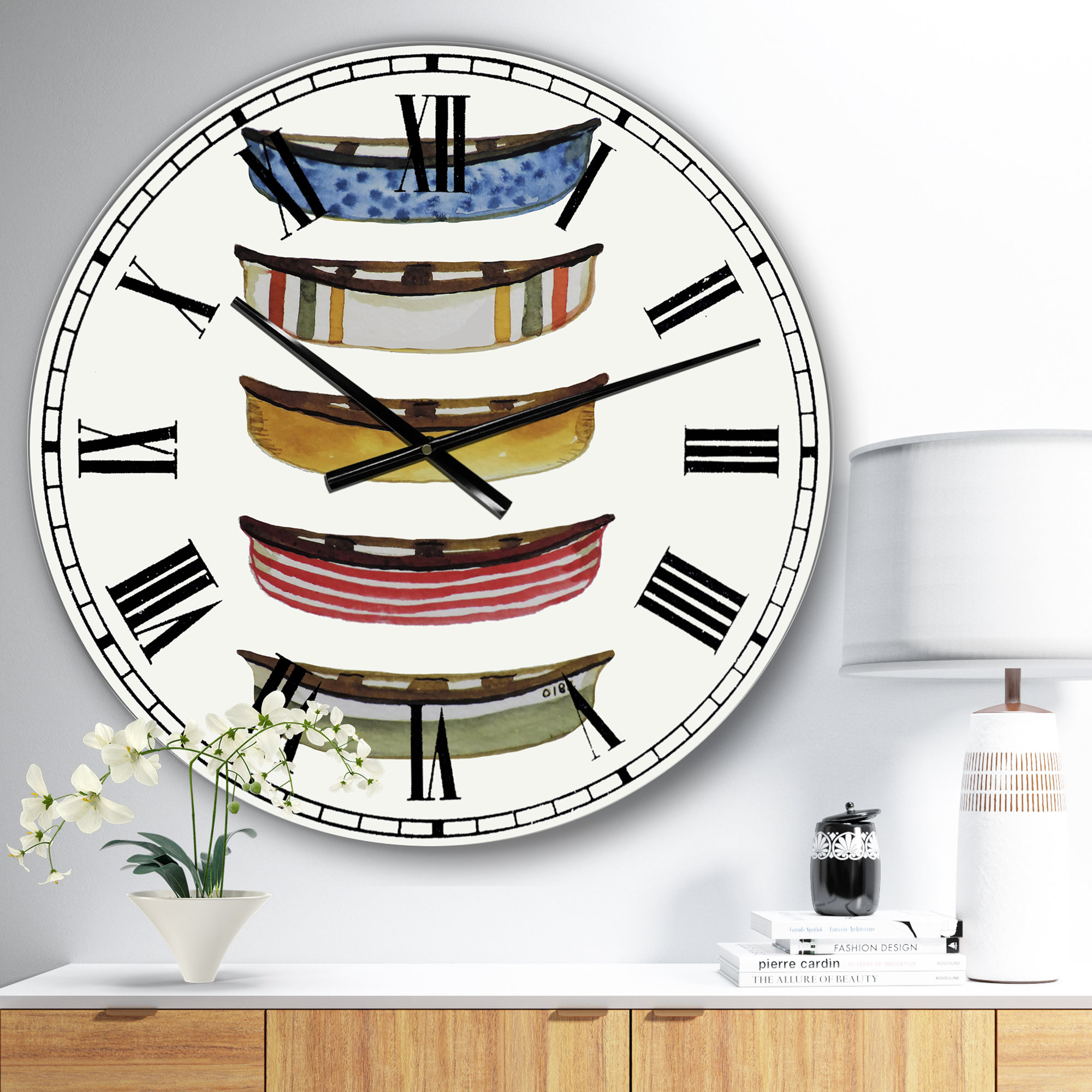 East Urban Home Five Canoes - Large Lake House Wall Clock | Wayfair