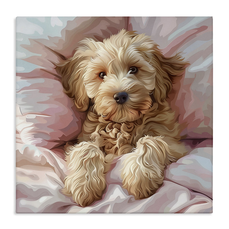  «Cuddling Labradoodle Bed», art mural par Jim Baldwin, H 30 po x l 30 po