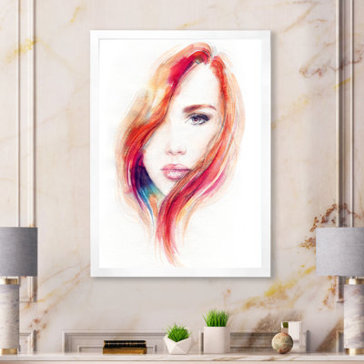 Portrait de femme modèle orange - œuvre d'art sur toile Glam