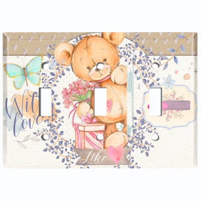 Patterned 3 - Gang Toggle Light Switch Standard Wall Plate