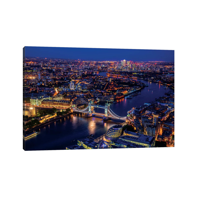 «London from Shard» par Marco Carmassi, reproduction de photo, H 12 po x l 18 po x 1,5 po, Toile tendue