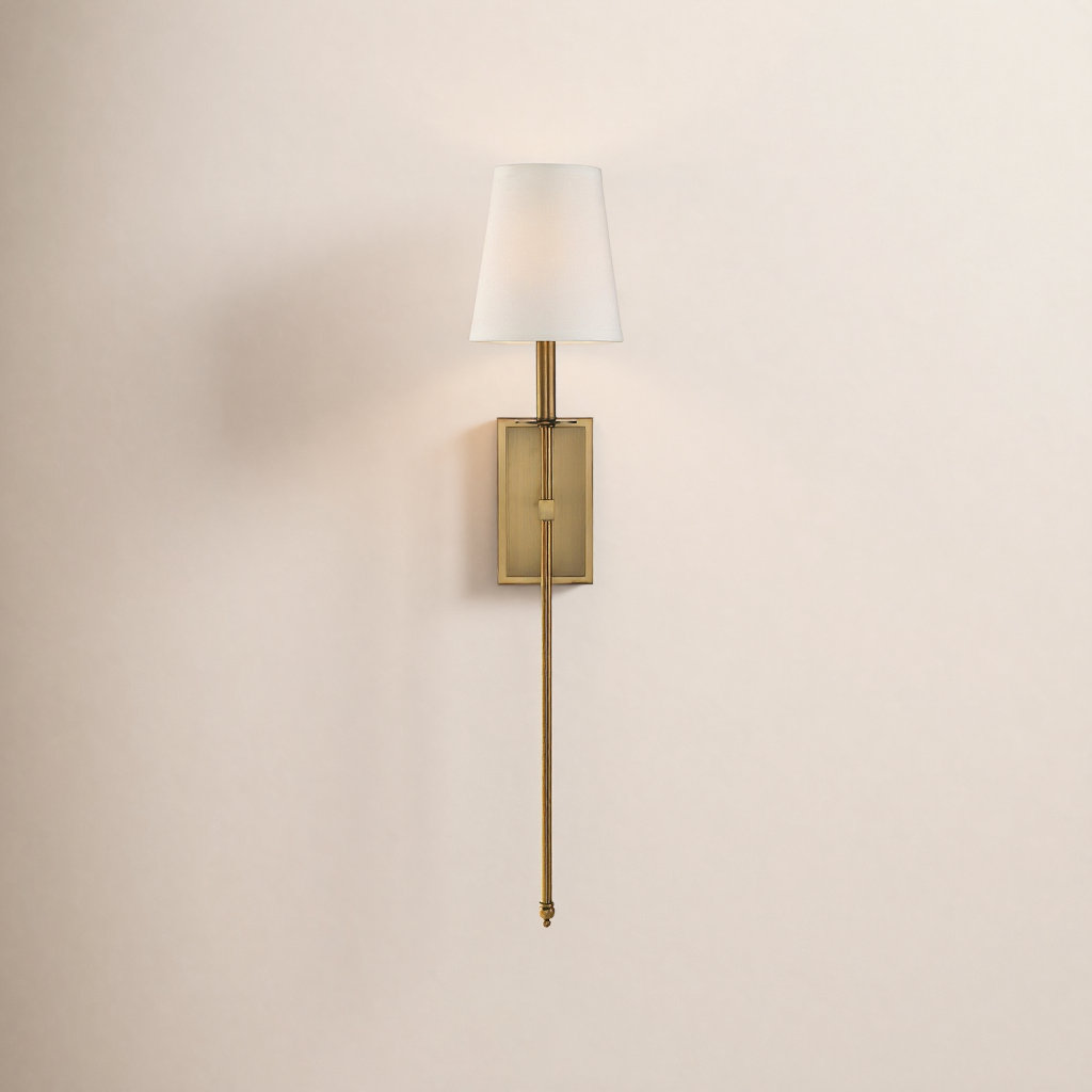 Dewayne Wall Sconce, 33.5" H x 6.75" W x 8'' D, Warm Brass