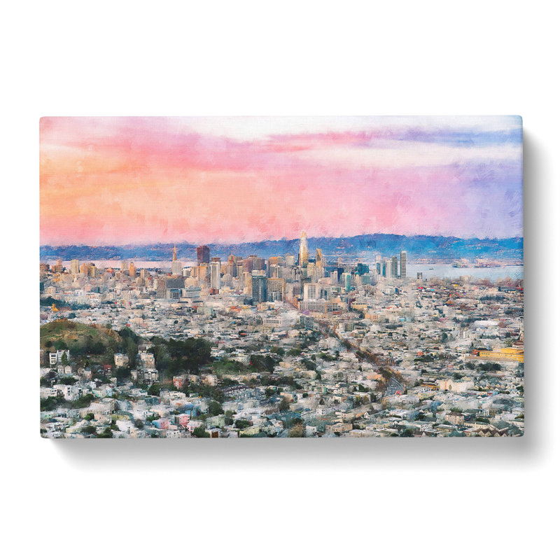 Evening Colours Of San Francisco - Wrapped Canvas Painting, 50cm H x 76cm W x 3cm D