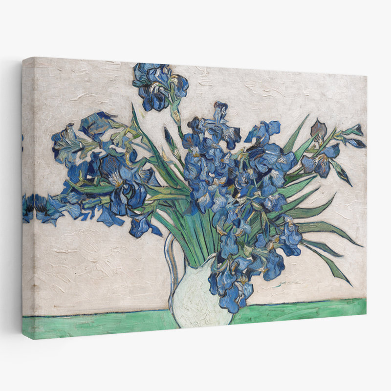 Iris, 1890 (vase blanc) - Art floral postimpressionniste, H 16 po x l 24 po