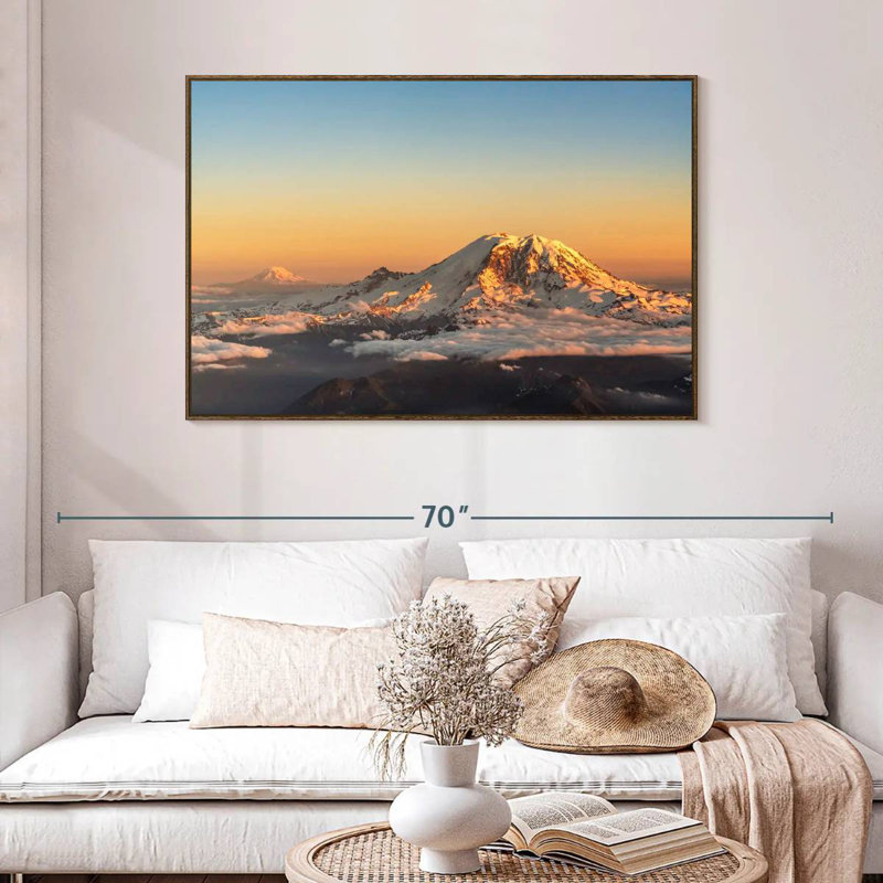 Winter Cascade Range, 46" X 31", Floating Frame Walnut