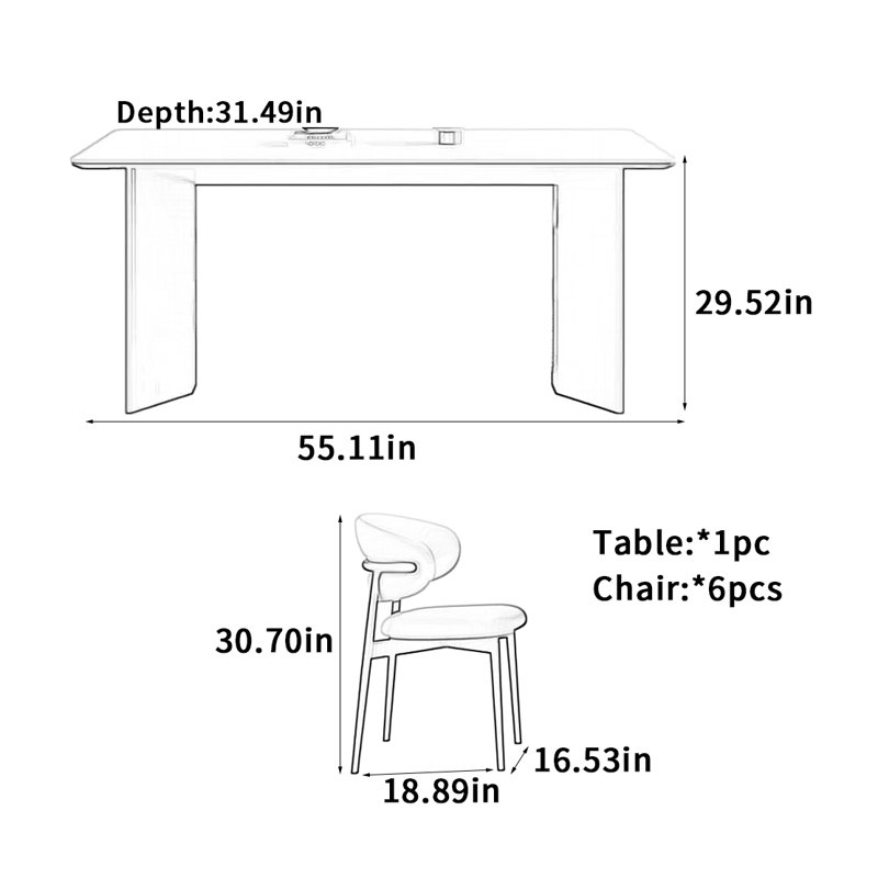 Table de salle à manger Vintage, H 29,52 po x L 55,11 po x l 31,49 po