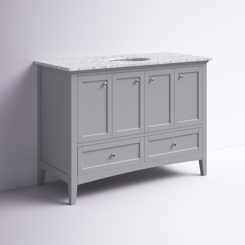 48'' Single Bathroom Vanity with Marble Top, Gray