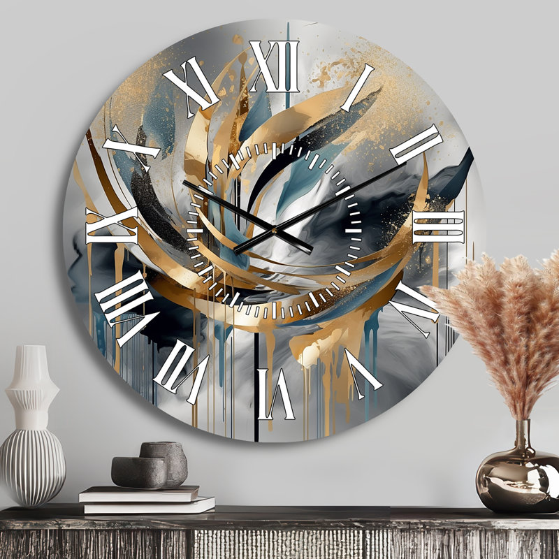 Horloge murale à formes abstraites et lignes infinies III - Formes abstraites, Médium