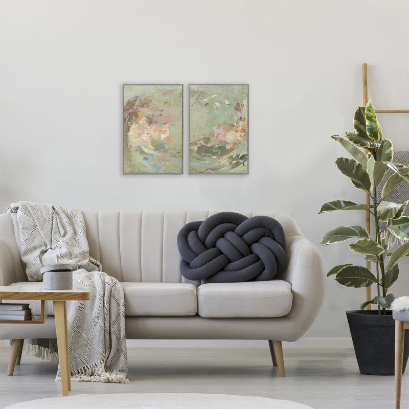 Ensemble de 2 giclées encadrées tons neutres avec pastels doux, design par Suzanne Nicoll, Estampe numérique Farmhouse