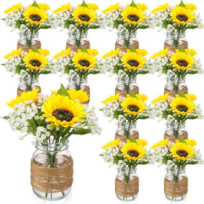 85-piece Sunflower Mason Jar Centerpiece Rustic Faux Floral Table Décor 