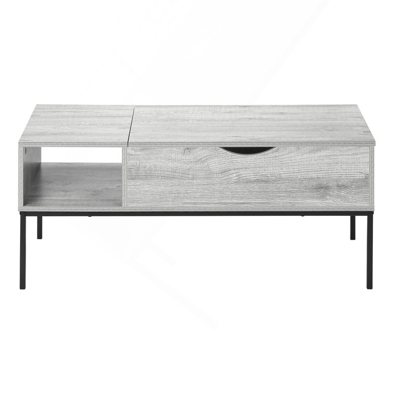 Table basse 42 po rectangulaire avec plateau relevable, gris et métal, style contemporain moderne | Idée cadeau, Gris