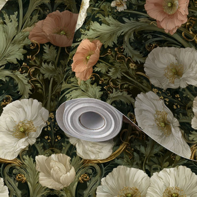 Papier auto-adhésif de luxe à motif floral auto-adhésif et amovible 17,7 po x 118 po (45 x 300 cm)