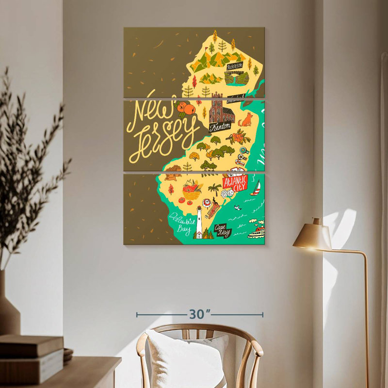 Aliaz Tourism New Jersey Map, 65" H x 42" W