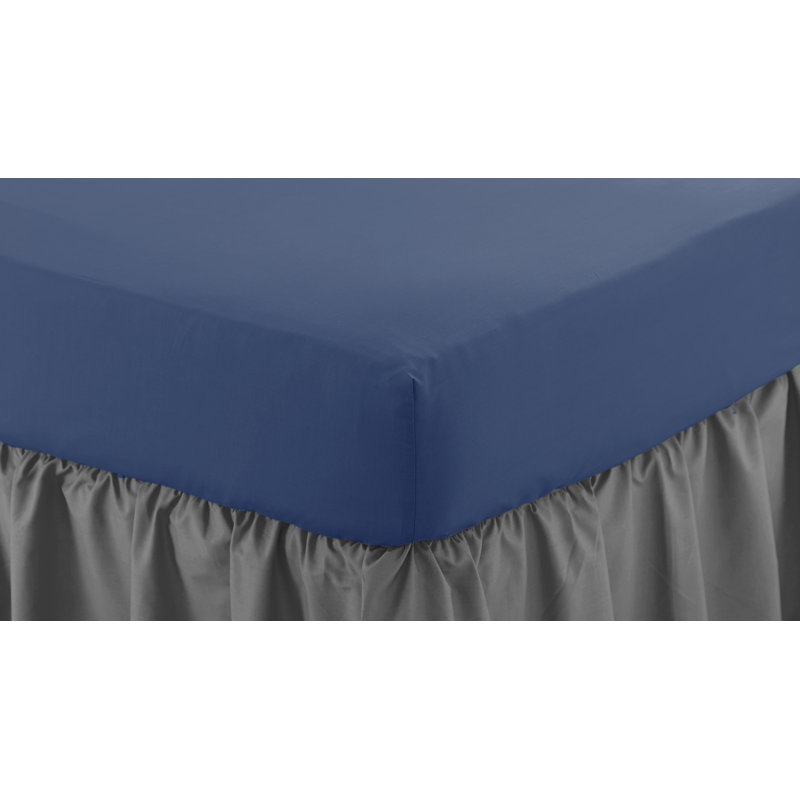 Izyan Percale Fitted Sheet, Navy, Single (3')