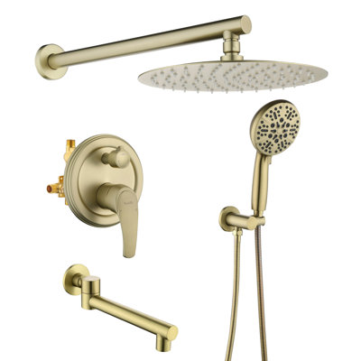 Rain Shower System With Tub Spout 3 Function Shower Faucet Set Contain 12 Inch Shower Head And Handheld Shower Trim Kit Valve Cartridge Included