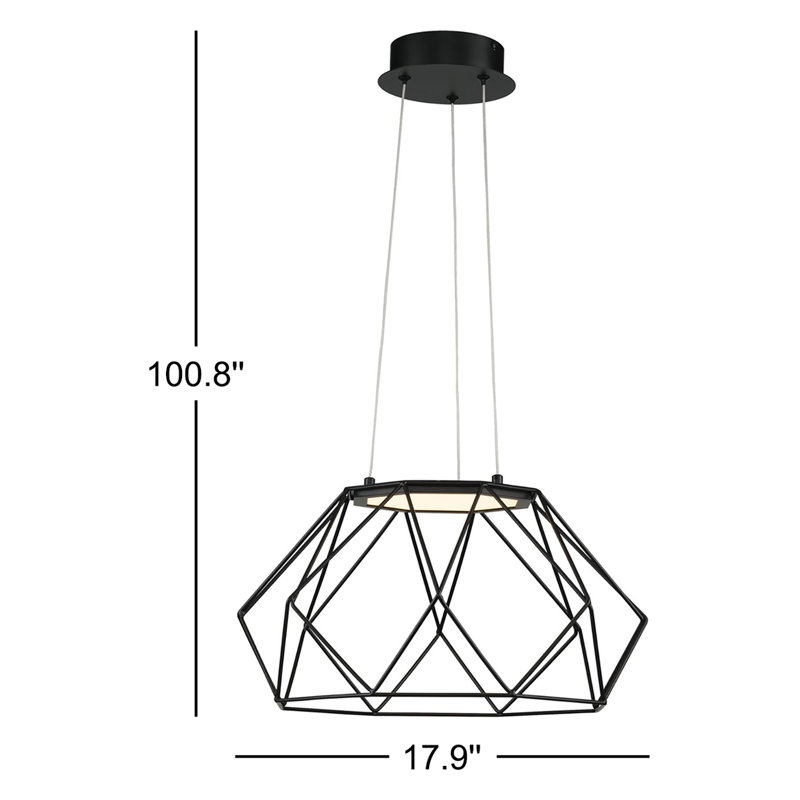 Lustre géométrique unique à 1 lumière Roibin, H 100,8 po x l 17,9 po x P 17,9 po