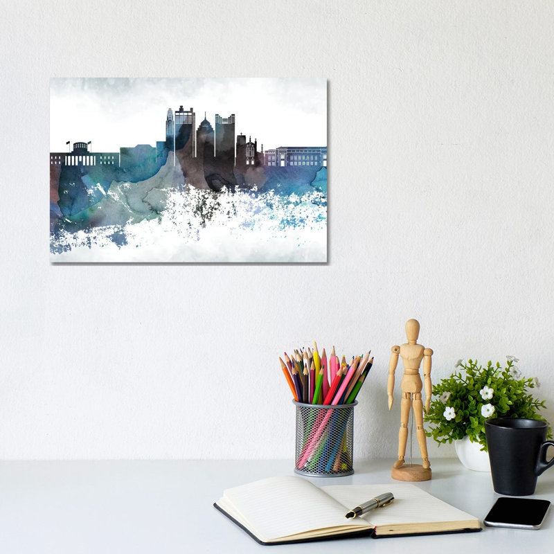 Columbus Bluish Skyline 1 Piece Wrapped Canvas Wall Art, 20.32cm H x 30.48cm W x 1.91cm D