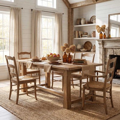 Farmhouse Solid Wood Square Dining Room Table with Cross Base