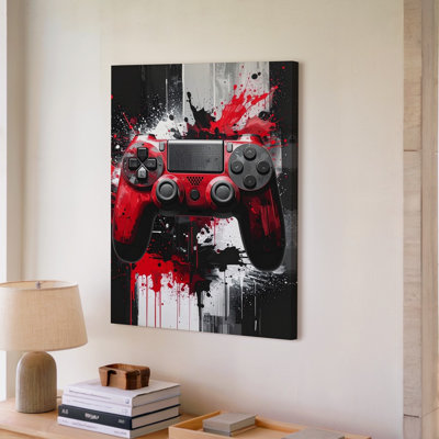 Red Impact Playstation, contrôleur de jeu dynamique, certains jeux, art mural, toile prête à accrocher