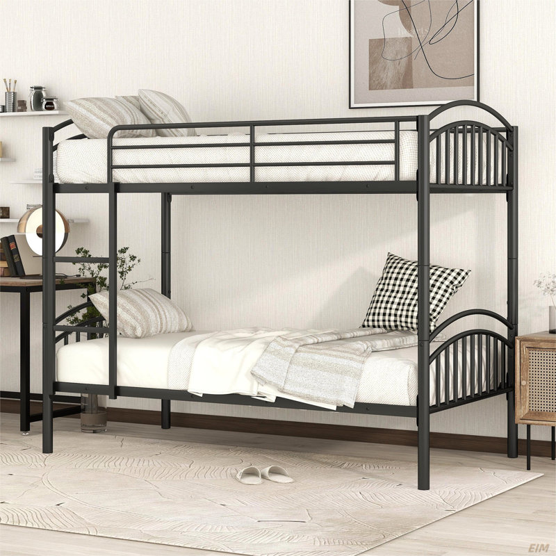 Twin Over Twin Metal Bunk Bed, Black