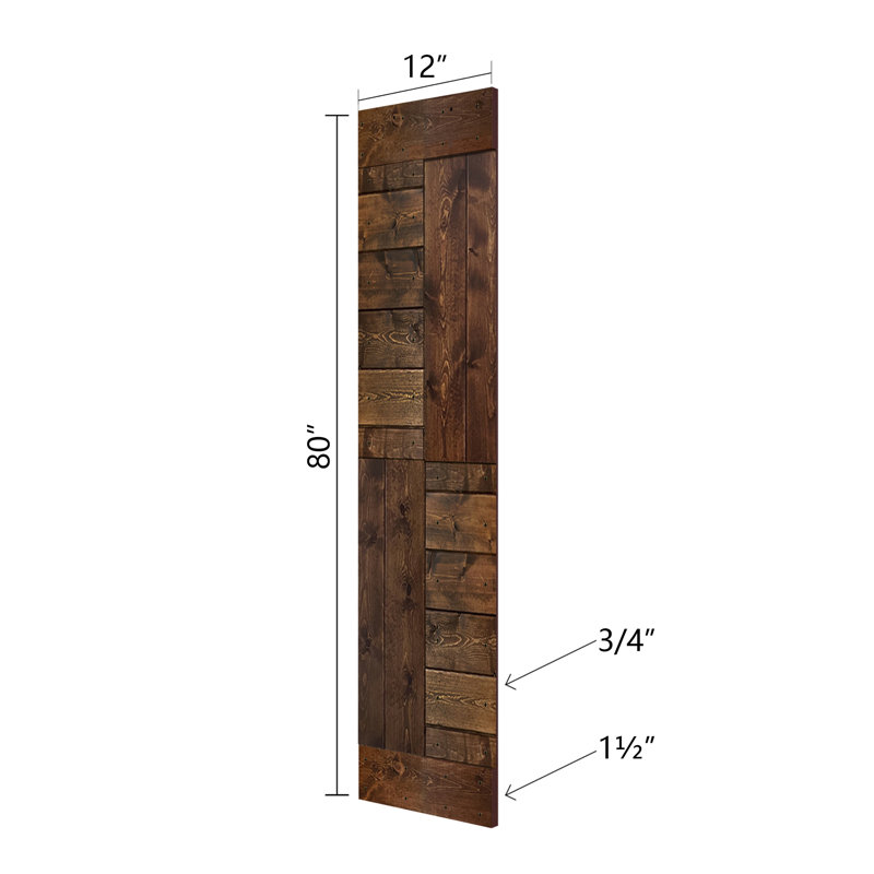 Porte pliante en bois massif en forme de S avec quincaillerie nécessaire, Noyer foncé, 48 po x 80 po
