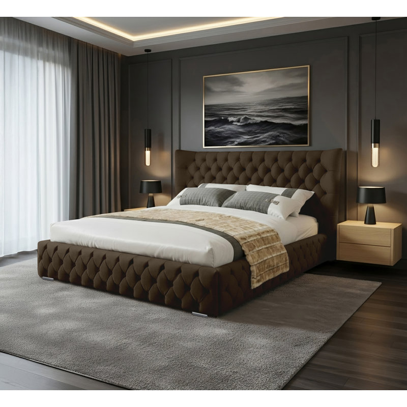 Achilleas Upholstered Bed, Mole, Single (3')