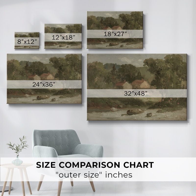 Paysage rétro - DCXVII - Toile tendue avec châssis, Toile tendue, H 41 po x l 61 po x P 1,5 po