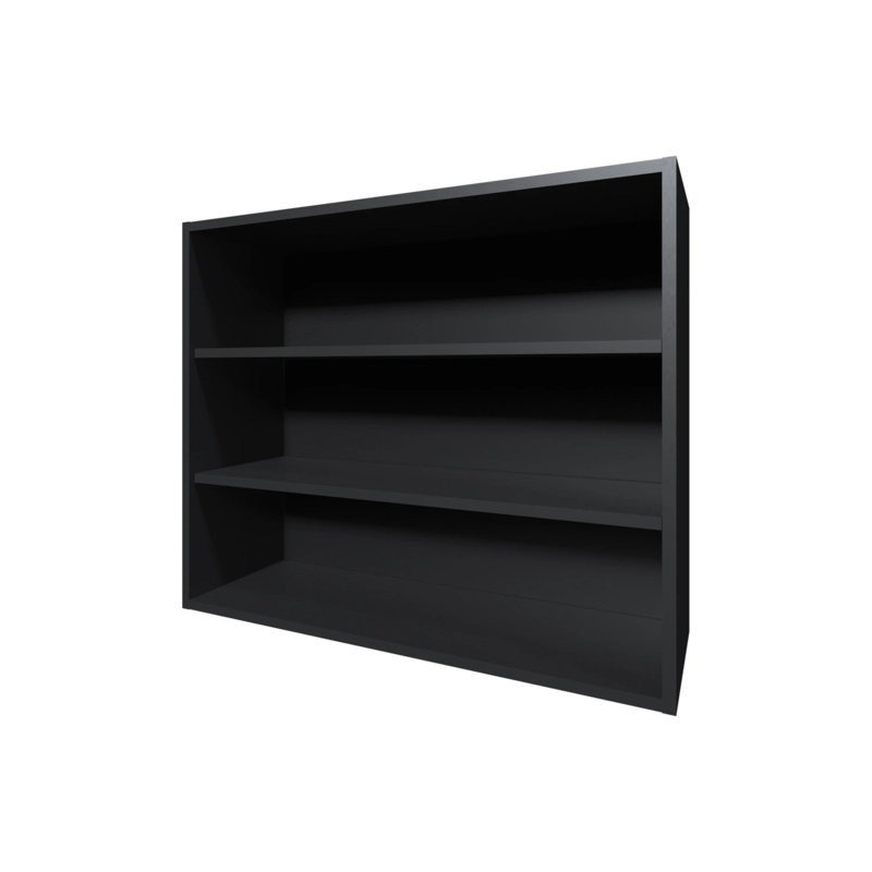 Black Wall Cabinet With Open Storage, Black