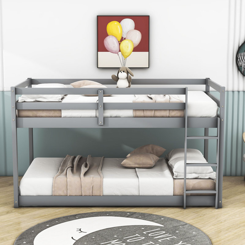 Dhulin Kids Twin Over Twin Bunk Bed, Gray