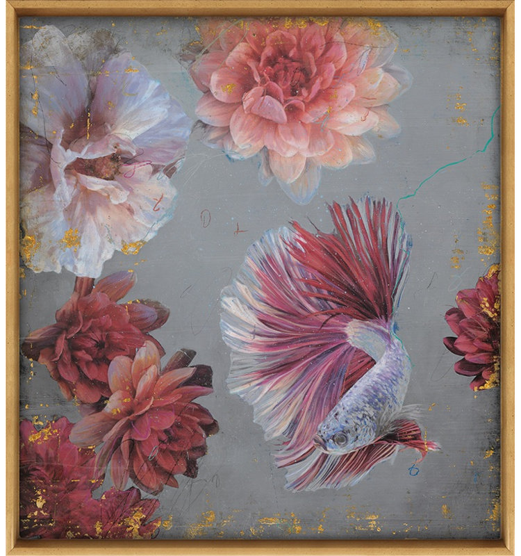 «Underwater Boutique 1» par Sarah Helser - peinture sur toile à cadre flottant, H 24 po x l 22 po