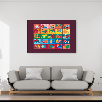 Festive Advent Calendar Colorful Abstract Contemporary Winter Wall Art Print 1 Piece Wrapped Canvas Wall Art