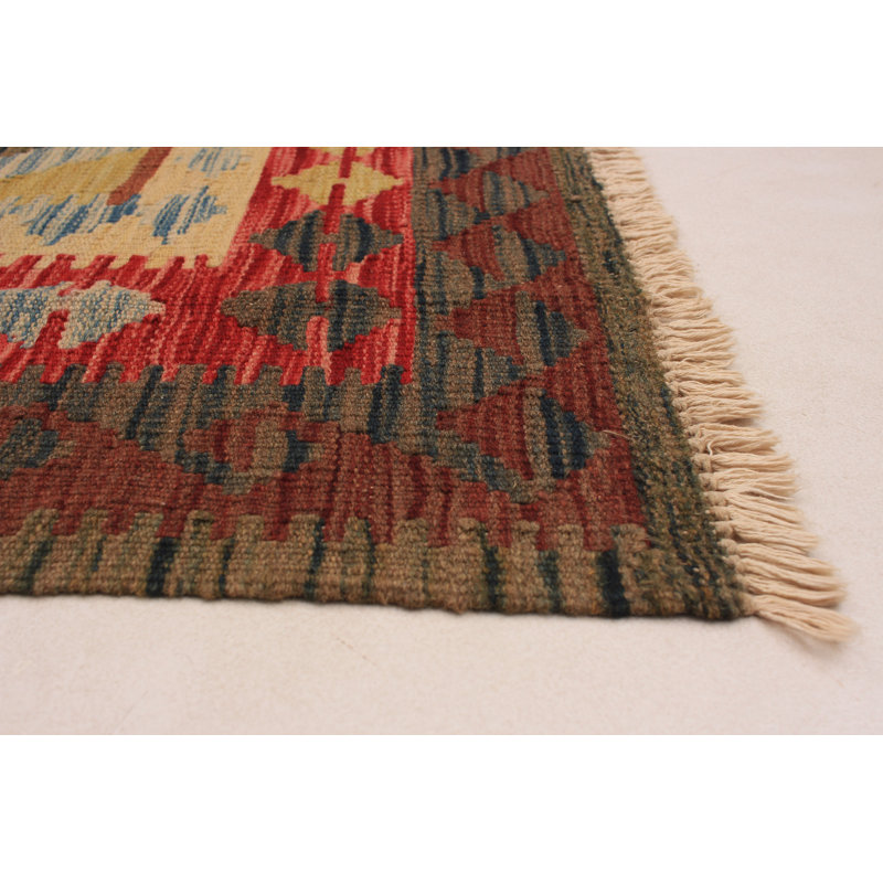 Tapis brun foncé/bleu clair 5 pi 4 po x 8 pi 2 po handwoven à tissage plat Shakira