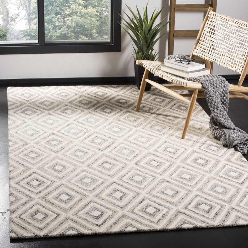 Vedika Hand Tufted Wool Geometric Rug, Rectangle 5' x 8'