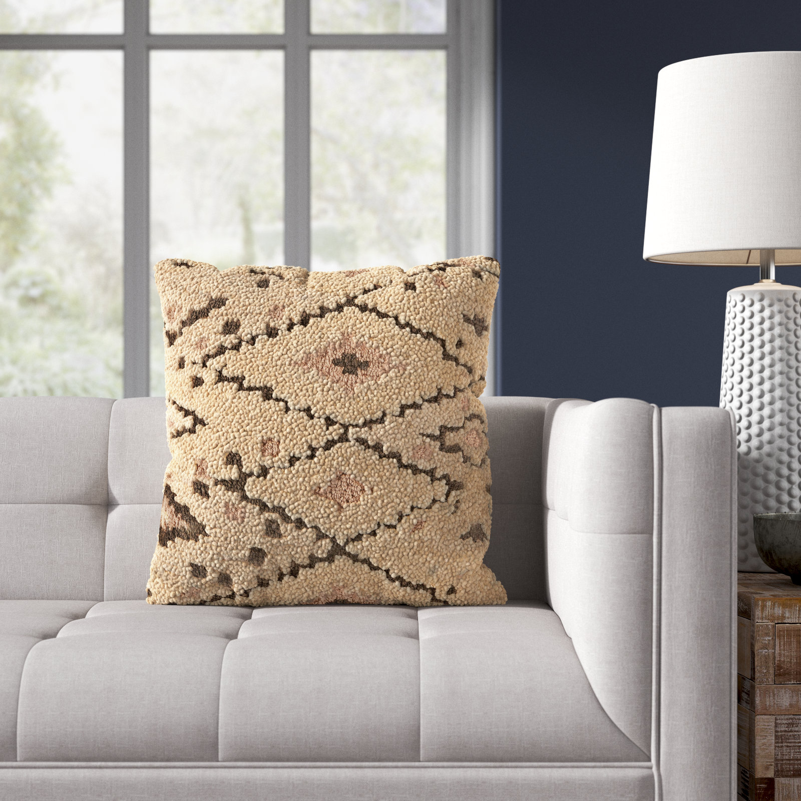 Soul Trek Embroidered Wool Throw Pillow, Polyester/Polyfi