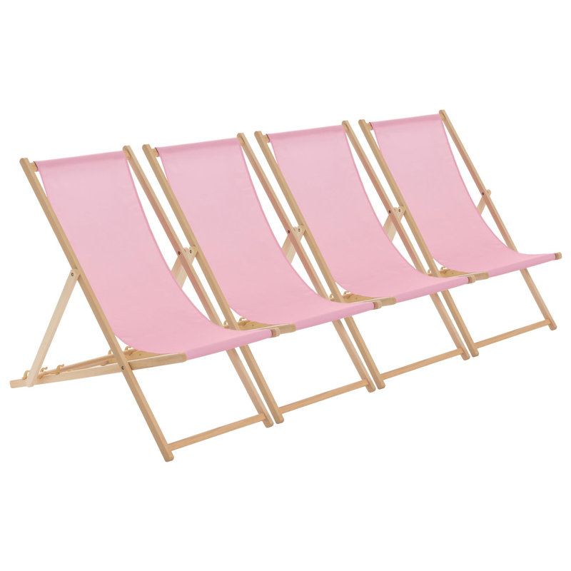 Harbour Housewares - Folding Wooden Deck Chairs, Light Pink