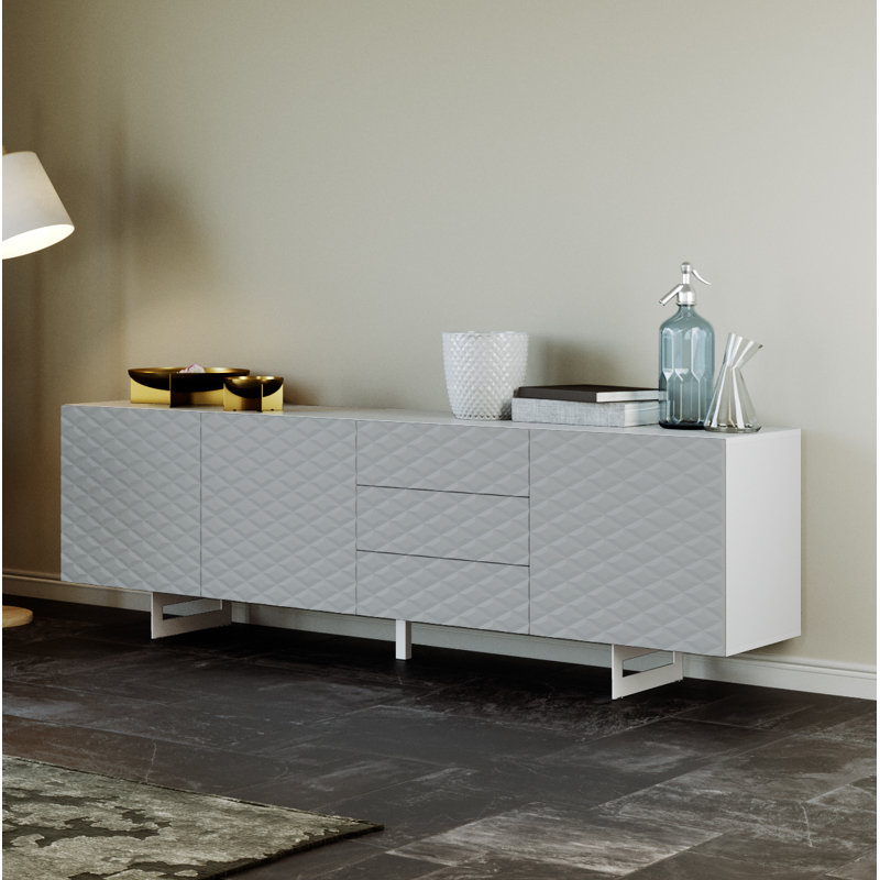 Floro 220cm Sideboard, White/Grey