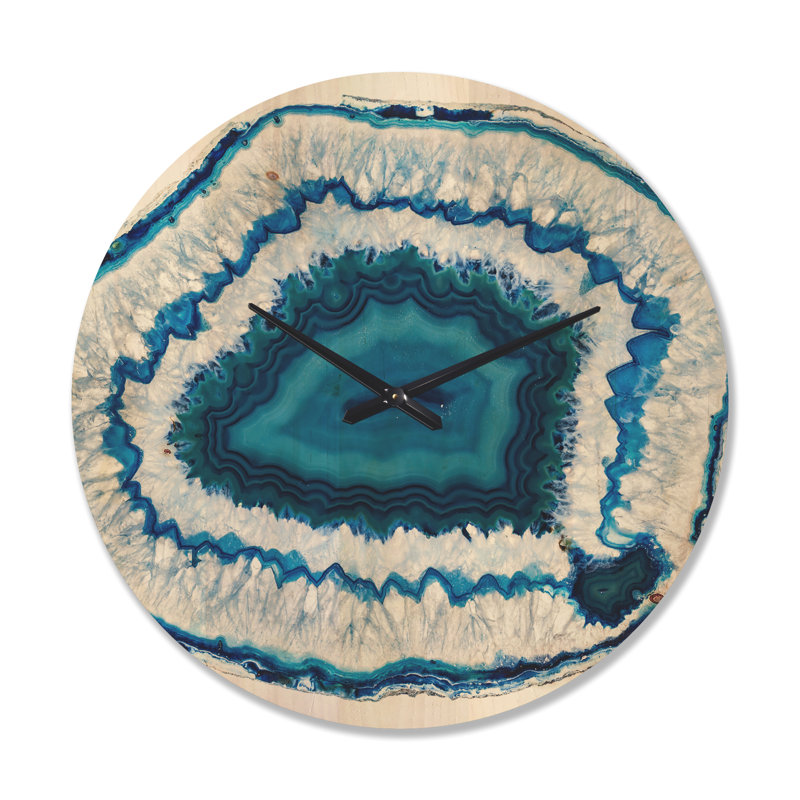 Horloge murale moderne Blue Agate Crystal I, Très grand