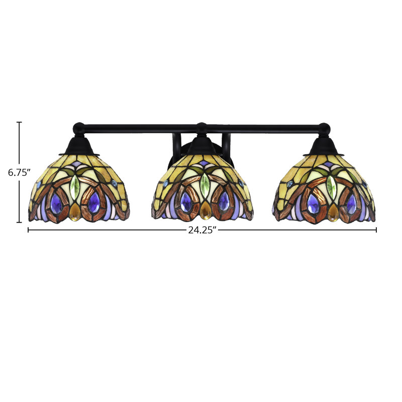 Paramount 3 Light Bath Bar Shown In Matte Black Finish With 7" Lynx Art Glass