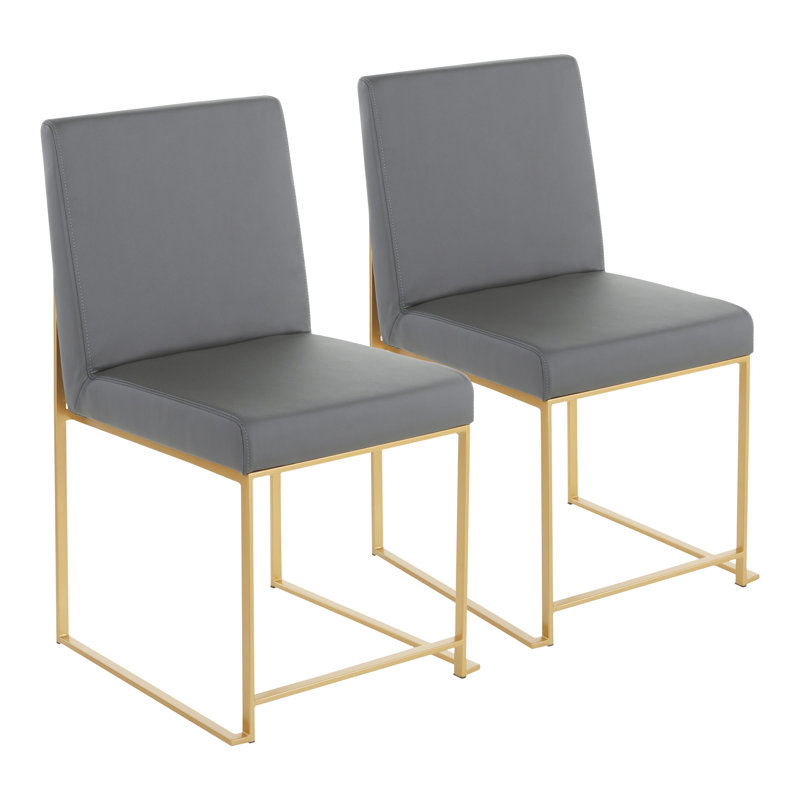 Chaise d'appoint Ernestine, Doré, Similicuir gris