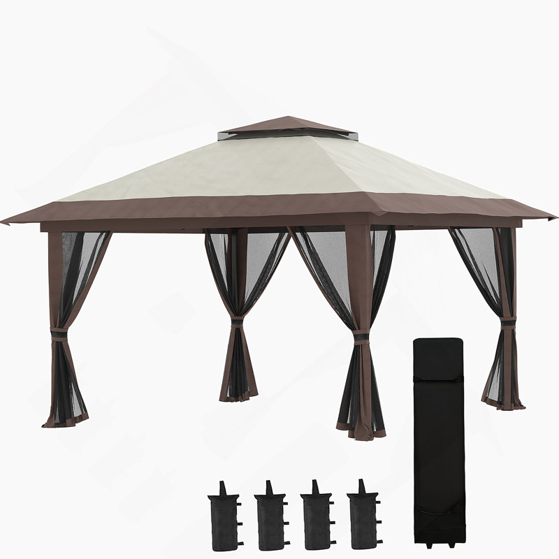 Pavillon de jardin avec moustiquaire de 13 pi x 13 pi Outsunny