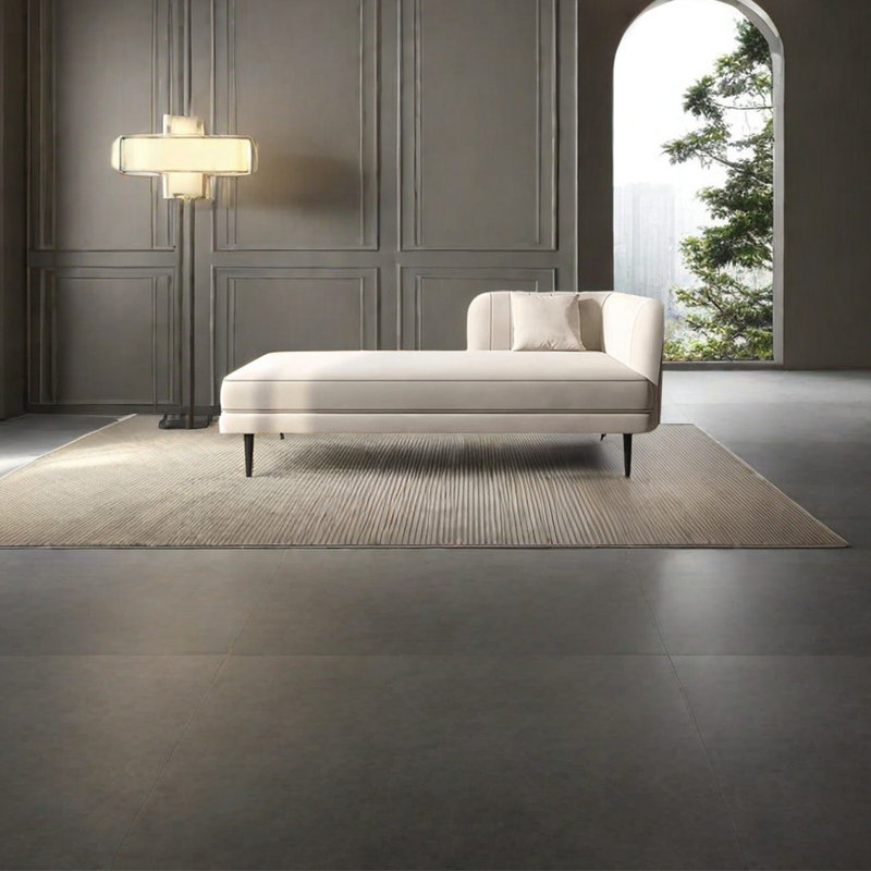 Chaise longue rembourrée Tione, Accoudoir à droite (vu de face), Beige