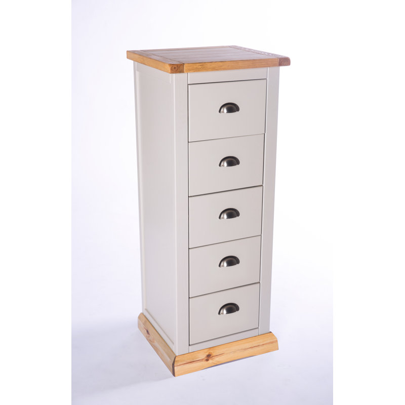 Cristopher 45cm W 5 - Drawer Chest of Drawers, Grey/Wood, Chrome