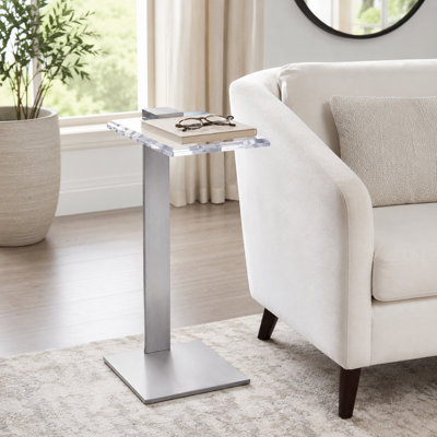 Table d'appoint moderne en acrylique pour le salon - Élément sculptural au profil étroit et élégant, idéal comme table de chevet fonctionnelle - 61 cm