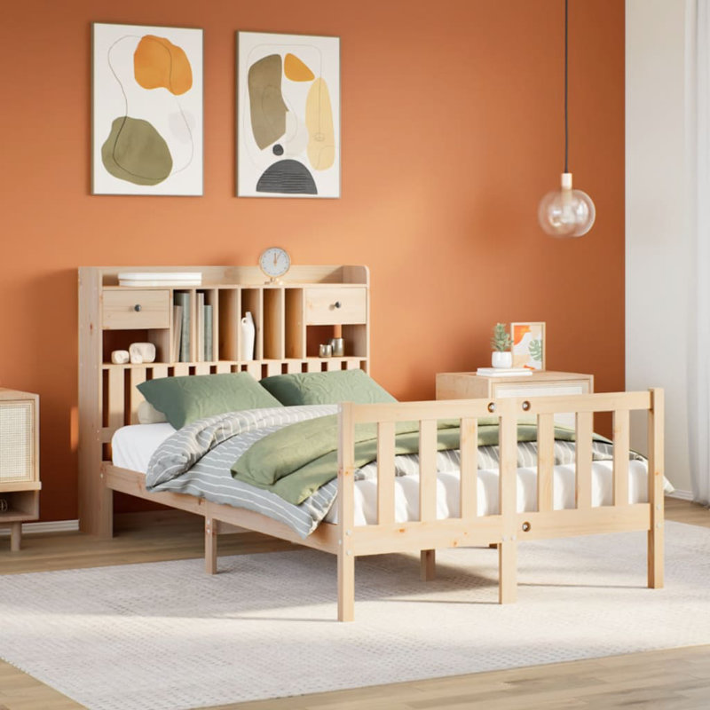 Solid Wood Storage Bed, Brown, Double (4'6)