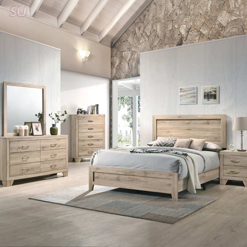 Table de chevet Miquell, charmante finition naturelle avec tiroirs spacieux et fabrication durable pour les chambres modernes
