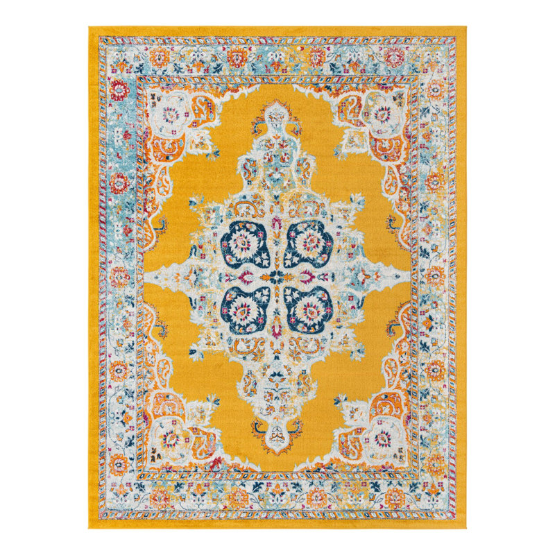 Tapis oriental jaune Armgard, Rectangle 9 pi x 12 pi