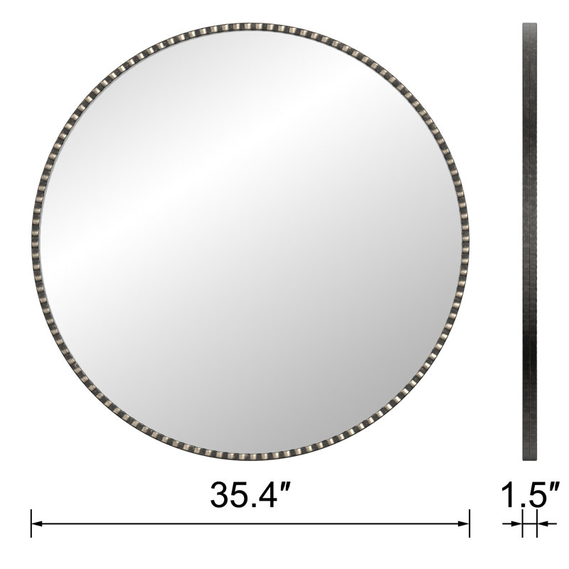 Round Metal Frame Wall Accent Mirror, Matte Black, 35.5" x 35.5"