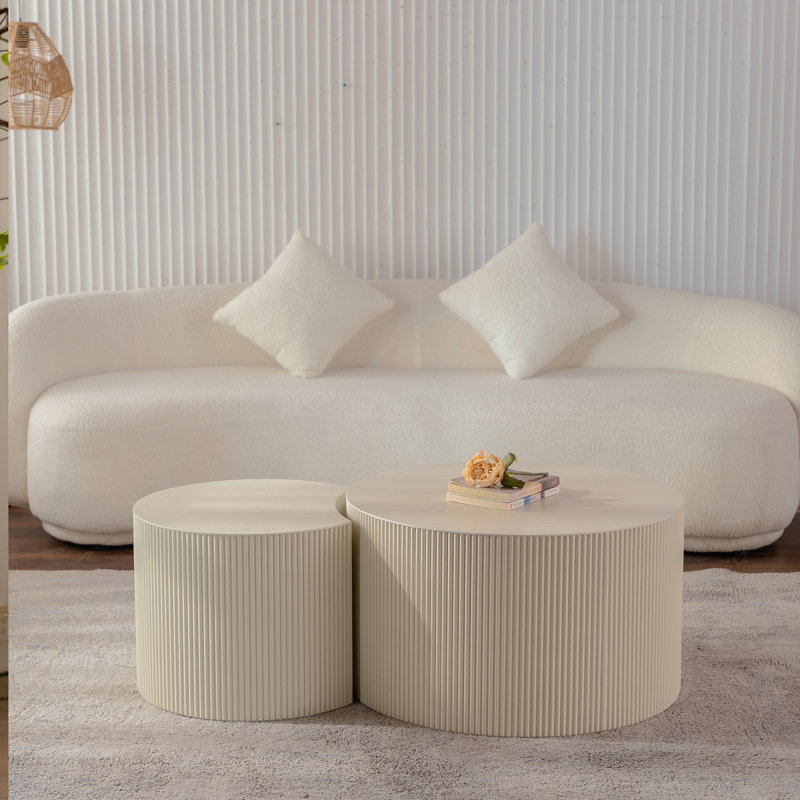 Table basse à piédestal Ansel, 15.75" H x 47.25" L x 27.56" W, Beige/Cream 1