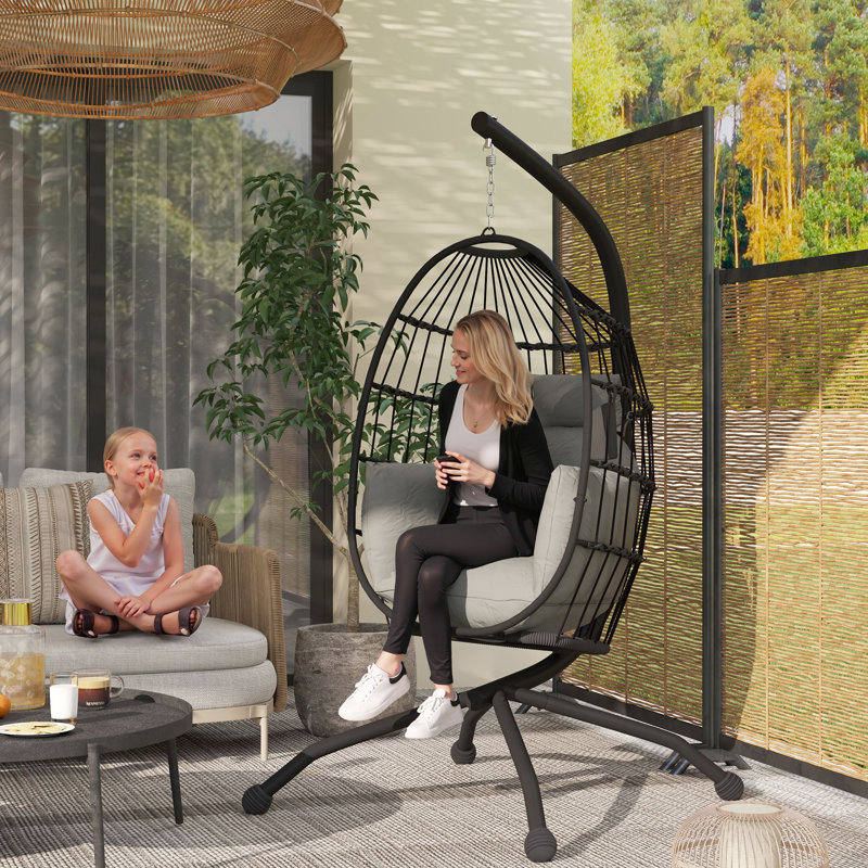 Egg Chair with Stand, Dark Grey
