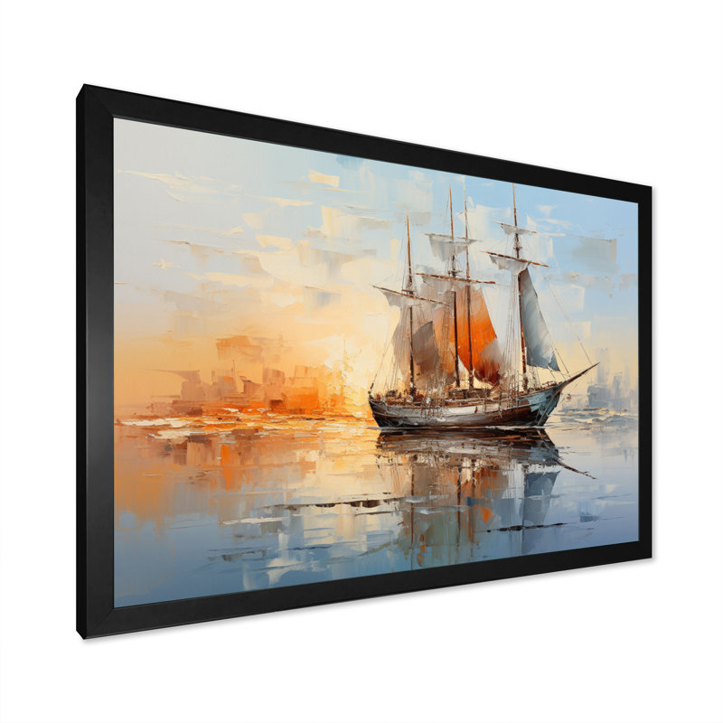 Boat Abstract Maritime Symphony IV - Boat Canvas Prints, H 30 po x l 40 po x P 1,5 po, Cadre photo noir